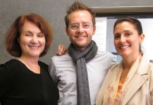 Kenny Davies, Laura Byrnes and Carolyn Fox in the studio